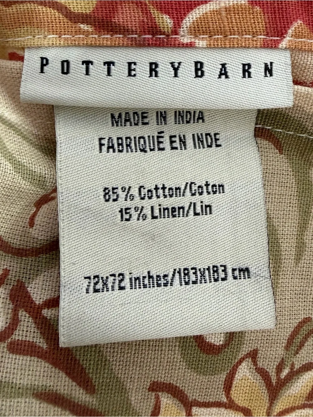 Pottery Barn 72x72 Floral Linen Blend Shower Curtain Graciela Palampore Jacobean